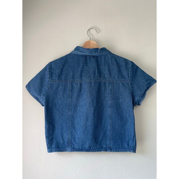 All That Jazz 90s Cropped Denim Button-Down Tee – Size S/M - Picture 3 of 3
